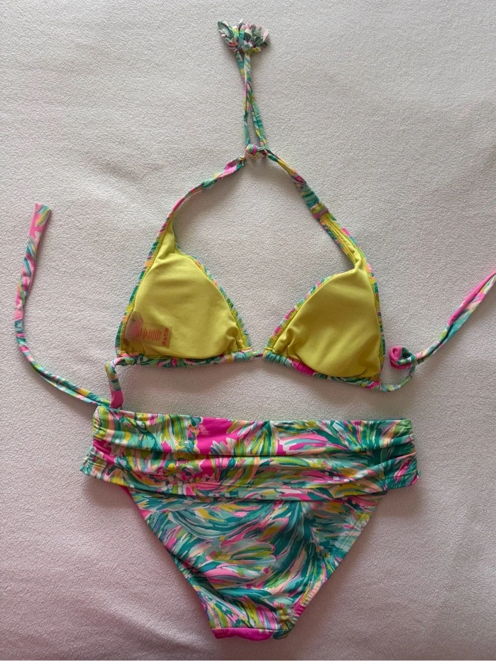 Lilly Pulitzer Bikini Set Size 6 Tropical Floral Halter Foldover Bottoms